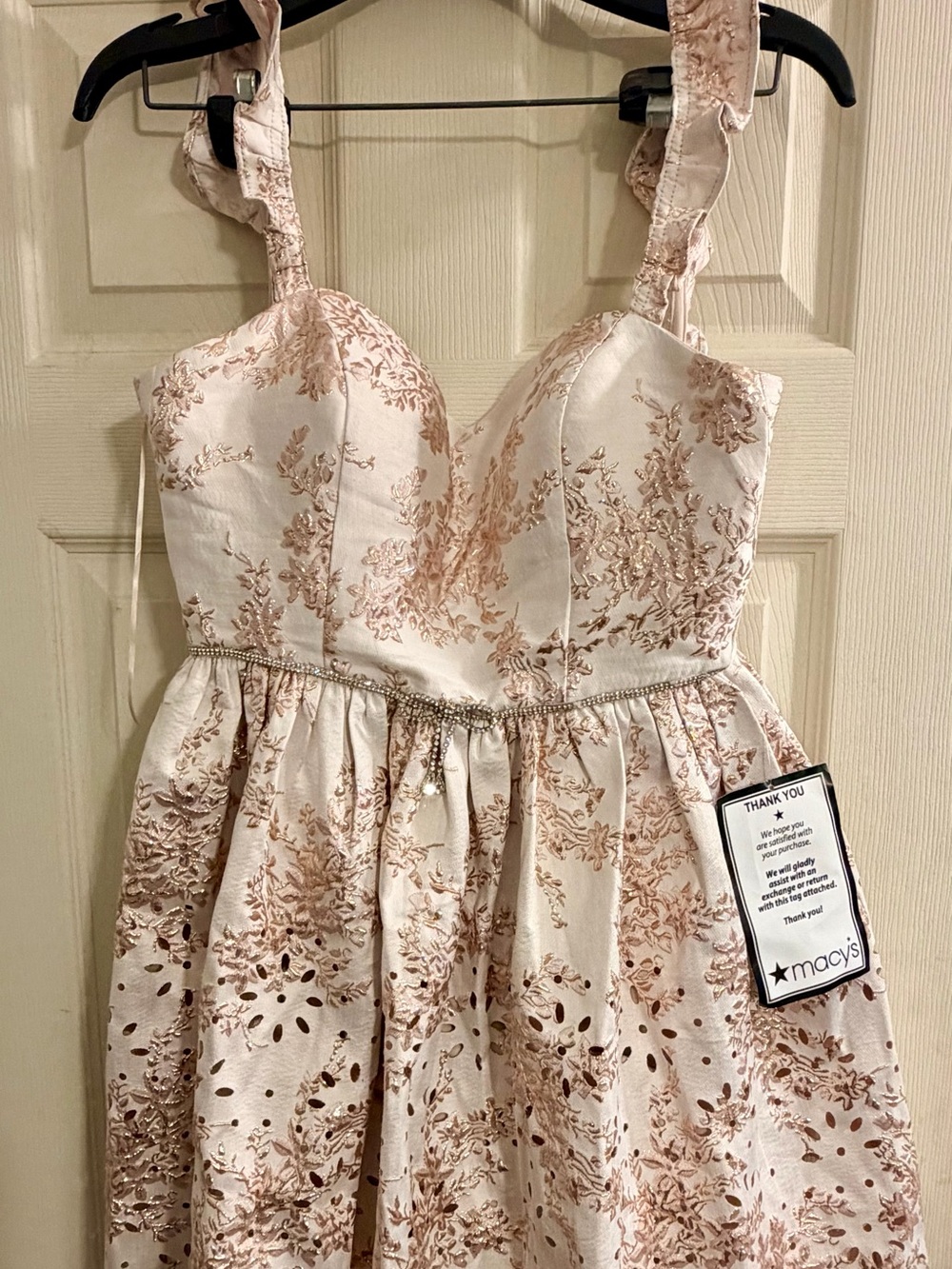 Morgan & Co pink floral dress sweetheart fit flare